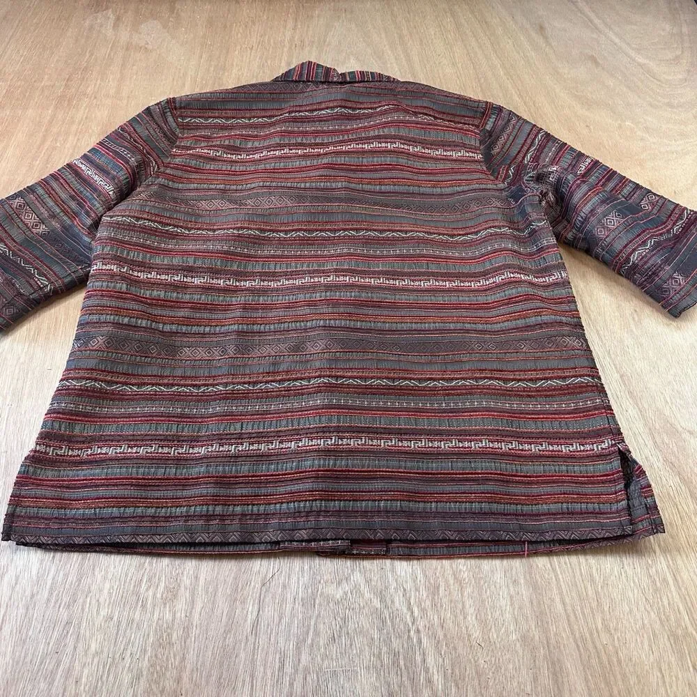 Napa Valley Textured Stripe Jacket Womens Large Button Front 3/4 Sleeve - Picture 3 of 6